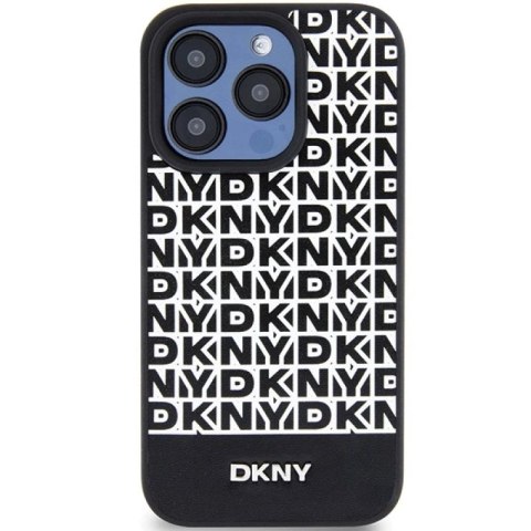 Etui DKNY Leather Printed Pattern Metal Logo MagSafe na iPhone 15 Pro Max - czarne DKNY