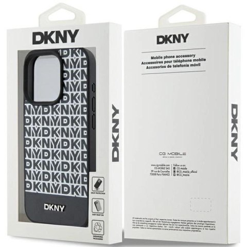 Etui DKNY Leather Printed Pattern Metal Logo MagSafe na iPhone 15 Pro Max - czarne DKNY