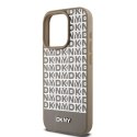 Etui DKNY Leather Printed Pattern Metal Logo MagSafe na iPhone 15 Pro - brązowe DKNY