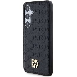 Etui DKNY Leather Pattern Metal Logo MagSafe na Samsung Galaxy S24 - czarne DKNY