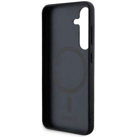 Etui DKNY Leather Pattern Metal Logo MagSafe na Samsung Galaxy S24 - czarne DKNY