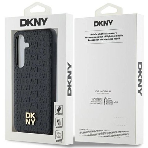 Etui DKNY Leather Pattern Metal Logo MagSafe na Samsung Galaxy S24 - czarne DKNY