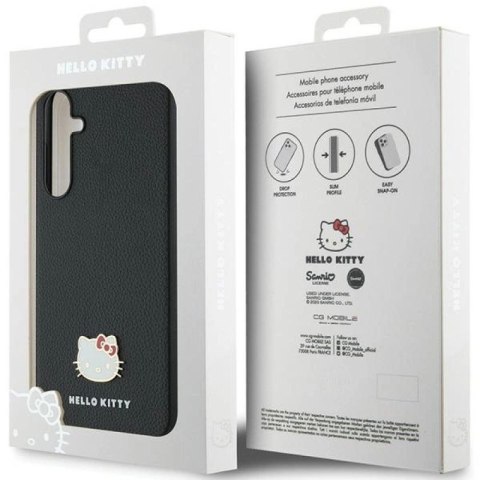 Etui Hello Kitty Metal Logo Kitty Head na Samsung Galaxy A55 - czarne Hello Kitty
