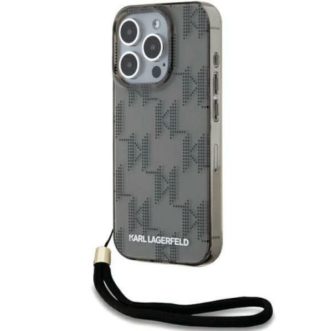 Etui Karl Lagerfeld IML Mono KL Pattern & Cord na iPhone 15 Pro Max - czarne Karl Lagerfeld