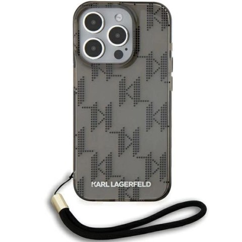 Etui Karl Lagerfeld IML Mono KL Pattern & Cord na iPhone 15 Pro Max - czarne Karl Lagerfeld