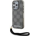 Etui Karl Lagerfeld IML Mono KL Pattern & Cord na iPhone 15 Pro - czarne Karl Lagerfeld