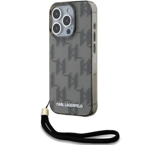 Etui Karl Lagerfeld IML Mono KL Pattern & Cord na iPhone 15 Pro - czarne Karl Lagerfeld