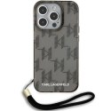 Etui Karl Lagerfeld IML Mono KL Pattern & Cord na iPhone 15 Pro - czarne Karl Lagerfeld