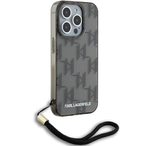 Etui Karl Lagerfeld IML Mono KL Pattern & Cord na iPhone 15 Pro - czarne Karl Lagerfeld