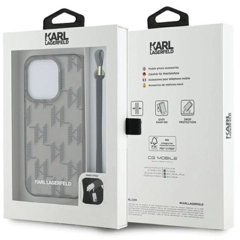 Etui Karl Lagerfeld IML Mono KL Pattern & Cord na iPhone 15 Pro - czarne Karl Lagerfeld
