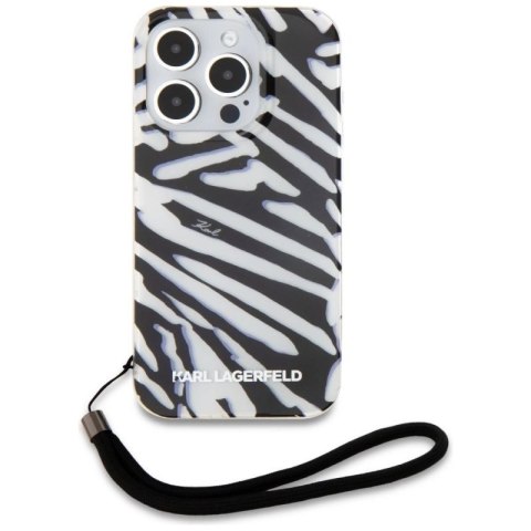 Etui Karl Lagerfeld IML Zebra Pattern & Cord na iPhone 15 Pro Max - czarne Karl Lagerfeld