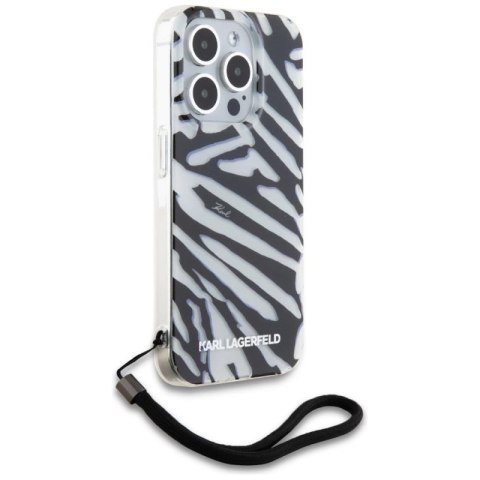 Etui Karl Lagerfeld IML Zebra Pattern & Cord na iPhone 15 Pro Max - czarne Karl Lagerfeld