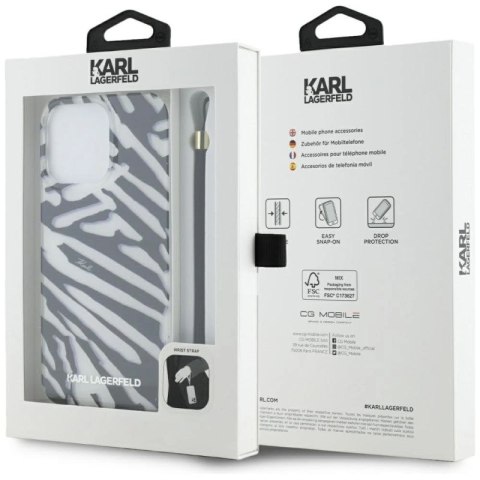 Etui Karl Lagerfeld IML Zebra Pattern & Cord na iPhone 15 Pro Max - czarne Karl Lagerfeld