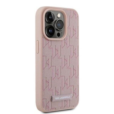 Etui Karl Lagerfeld Leather Monogram Metal Logo na iPhone 15 Pro Max - różowe Karl Lagerfeld
