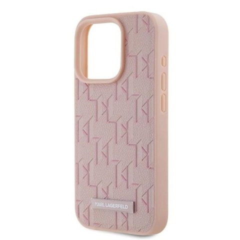 Etui Karl Lagerfeld Leather Monogram Metal Logo na iPhone 15 Pro Max - różowe Karl Lagerfeld