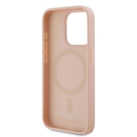 Etui Karl Lagerfeld Leather Monogram Metal Logo na iPhone 15 Pro Max - różowe Karl Lagerfeld