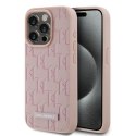 Etui Karl Lagerfeld Leather Monogram Metal Logo na iPhone 15 Pro - różowe Karl Lagerfeld