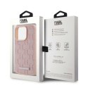 Etui Karl Lagerfeld Leather Monogram Metal Logo na iPhone 15 Pro - różowe Karl Lagerfeld