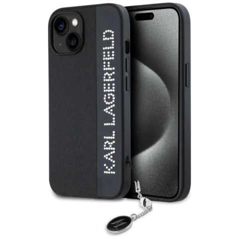 Etui Karl Lagerfeld Saffiano Rhinestones & Charm na iPhone 15 / 14 / 13 - czarne Karl Lagerfeld