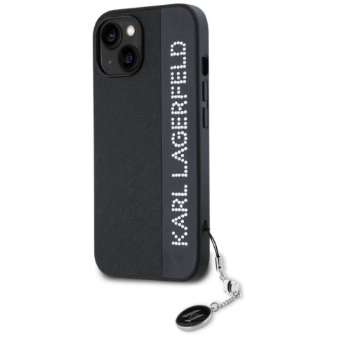 Etui Karl Lagerfeld Saffiano Rhinestones & Charm na iPhone 15 / 14 / 13 - czarne Karl Lagerfeld