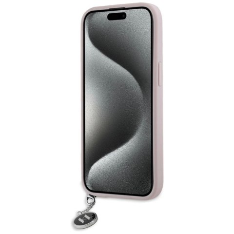 Etui Karl Lagerfeld Saffiano Rhinestones & Charm na iPhone 15 / 14 / 13 - różowe Karl Lagerfeld