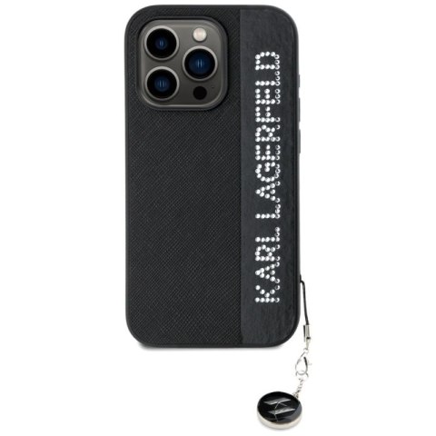 Etui Karl Lagerfeld Saffiano Rhinestones & Charm na iPhone 15 Pro Max - czarne Karl Lagerfeld