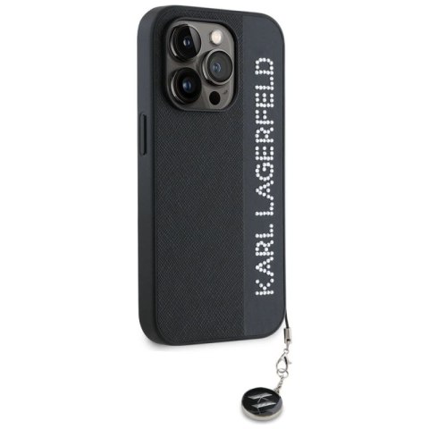 Etui Karl Lagerfeld Saffiano Rhinestones & Charm na iPhone 15 Pro Max - czarne Karl Lagerfeld