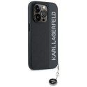 Etui Karl Lagerfeld Saffiano Rhinestones & Charm na iPhone 15 Pro - czarne Karl Lagerfeld