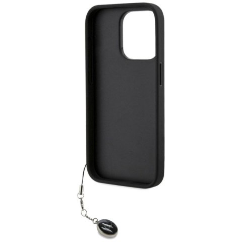 Etui Karl Lagerfeld Saffiano Rhinestones & Charm na iPhone 15 Pro - czarne Karl Lagerfeld
