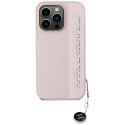 Etui Karl Lagerfeld Saffiano Rhinestones & Charm na iPhone 15 Pro - różowe Karl Lagerfeld