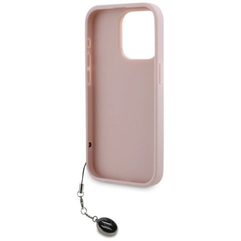 Etui Karl Lagerfeld Saffiano Rhinestones & Charm na iPhone 15 Pro - różowe Karl Lagerfeld