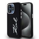 Etui Karl Lagerfeld Silicone Metal Script Logo na iPhone 15 Pro - czarne Karl Lagerfeld