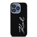 Etui Karl Lagerfeld Silicone Metal Script Logo na iPhone 15 Pro - czarne Karl Lagerfeld