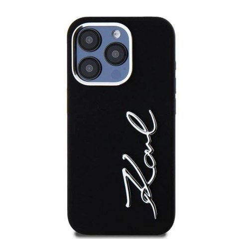 Etui Karl Lagerfeld Silicone Metal Script Logo na iPhone 15 Pro - czarne Karl Lagerfeld
