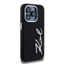 Etui Karl Lagerfeld Silicone Metal Script Logo na iPhone 15 Pro - czarne Karl Lagerfeld