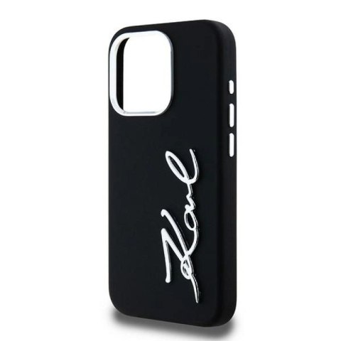 Etui Karl Lagerfeld Silicone Metal Script Logo na iPhone 15 Pro - czarne Karl Lagerfeld