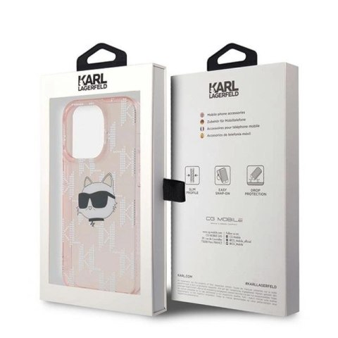 Etui Karl Lagerfeld IML Choupette Head & Monogram na iPhone 13 Pro Max - różowe Karl Lagerfeld