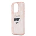 Etui Karl Lagerfeld IML Choupette Head & Monogram na iPhone 15 Pro - różowe Karl Lagerfeld