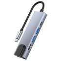 HUB Tech-Protect V3 5w1 USB-C - USB-A 3.0 / USB-A 2.0 / USB-C / HDMI / RJ45 - szary Tech-Protect