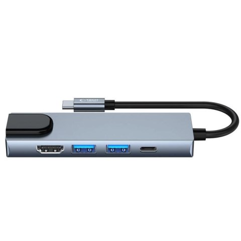 HUB Tech-Protect V3 5w1 USB-C - USB-A 3.0 / USB-A 2.0 / USB-C / HDMI / RJ45 - szary Tech-Protect