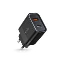 Ładowarka Tech-Protect C30W sieciowa USB-C PD 30W / USB-A QC 3.0 - czarna Tech-Protect