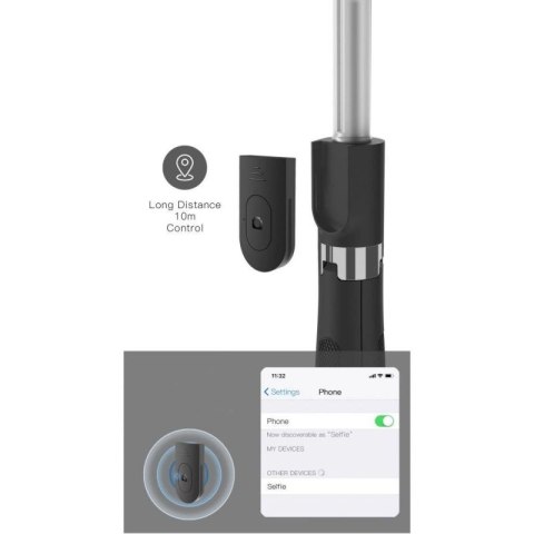 Selfie stick Tech-Protect L01S Bluetooth z tripodem do 70cm - czarny Tech-Protect