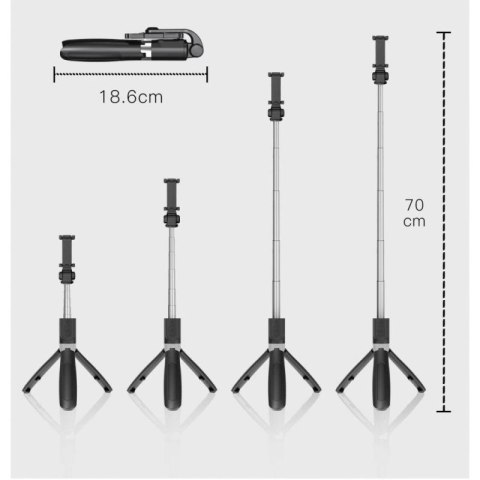 Selfie stick Tech-Protect L01S Bluetooth z tripodem do 70cm - czarny Tech-Protect