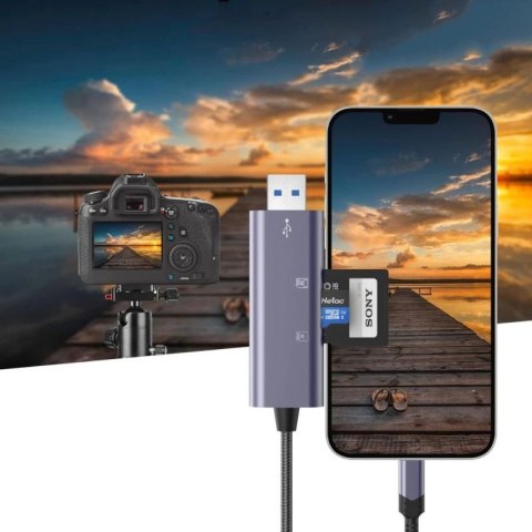 Czytnik Tech-Protect UltraBoost kart SD / micro SD ze złączem Lightning / USB-A - szary Tech-Protect