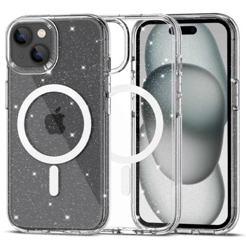 Etui Tech-Protect FlexAir Hybrid MagSafe na iPhone 15 - przezroczysto-brokatowe Tech-Protect