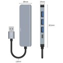 HUB Tech-Protect V0 5w1 USB-A - USB-A 3.0 / 3x USB-A 2.0 / USB-C - szary Tech-Protect