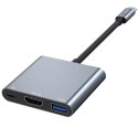 HUB Tech-Protect V1 3w1 USB-C - USB-A 3.0 / USB-C PD 100W / HDMI 4K 30Hz - szary Tech-Protect