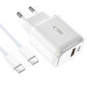 Ładowarka Tech-Protect C20W sieciowa USB-C PD 20W / USB-A QC 3.0 z kablem USB-C / USB-C - biała Tech-Protect