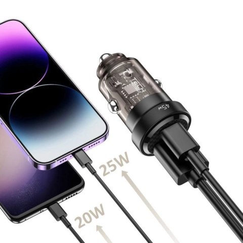 Ładowarka Tech-Protect CC45W samochodowa USB-C PD 45W / USB-A QC 3.0 - czarna Tech-Protect
