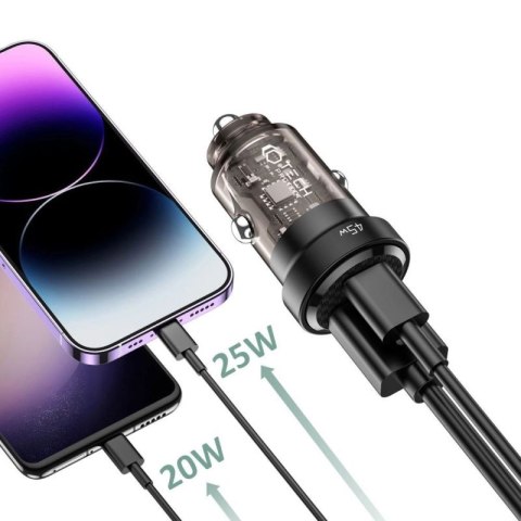 Ładowarka Tech-Protect CC45W samochodowa USB-C PD 45W / USB-A QC 3.0 - czarna Tech-Protect
